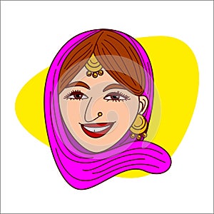 Indian punjabi lady vector illustration