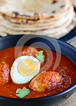Indian Punjabi meal-Egg curry and roti