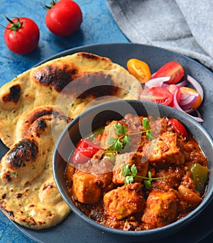Indian Punjabi Meal -Kadai Paneer with roti and salad