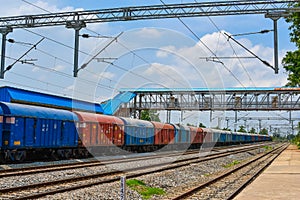 Indian Railways Station With Train, Platform, Overbridge & Nature. 08.