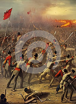 Indian Rebellion of 1857 ca 1857. Fictional Battle Depiction. Generative AI.