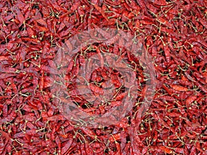 Indian Red chilies closeup background