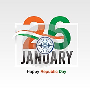 Indian Republic day banner design with text 26 January - Vector illustration