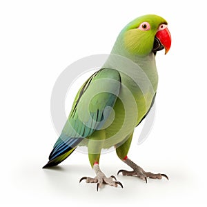 Indian Ringneck Parrot - Full Body Isolated On White Background photo