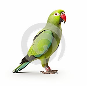 Indian Ringneck Parrot - Full Body Isolated On White Background photo