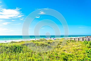 Indian rocks beach with green grass in Florida, USA