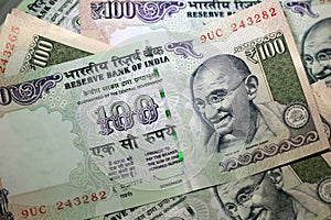 Indian Rupee 100 Mahatma Gandhi Isolated