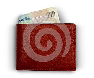 Indian 100 Rupee Curreny Notes in a Wallet