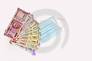 Indian rupee and face masks