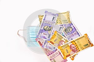 Indian rupee and face masks