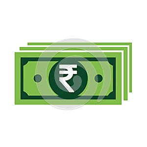 Indian rupee icon symbol isolated on white background. Vector money illustration