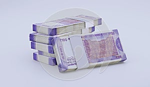 Indian Rupee 100 INR Currency Note Bundles - 3D Illustration photo