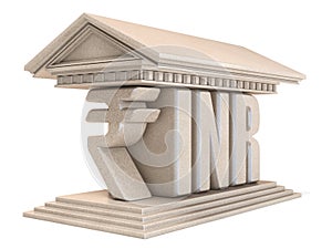 Indian Rupee INR currency sign temple 3D