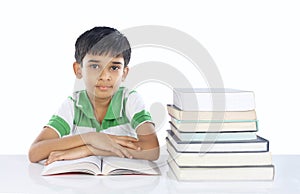 Indian School Boy with Books