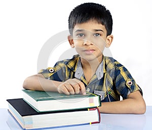 Indian School Boy With TextBook