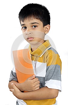 Indian School Boy with Textbook