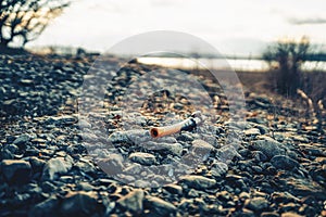 indian shaman flute in nature.