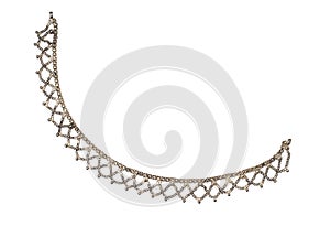 Indian silver coloured bracelet, anklet chain, isolated on white background. Jewellery.