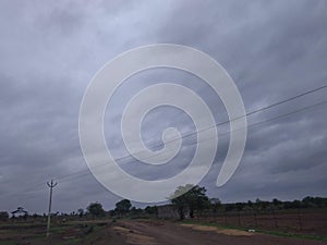 Indian sky photo with eletrical line photo