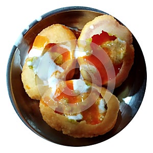 Indian snack of waterballs.Indian snack of pain puri - golgappe.