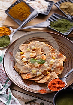 Indian snack papri chaat