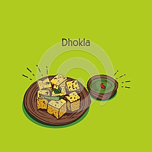 Indian snacks dhokla Gujarati food vector illustration