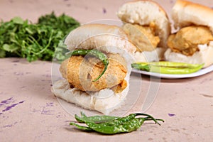 Indian special traditional fried food vada pav