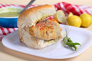 Indian special traditional fried food vada pav