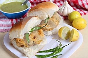 Indian special traditional fried food vada pav