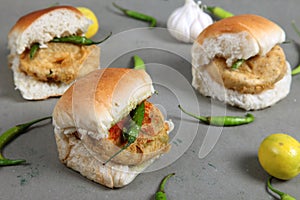 Indian special traditional fried food vada pav