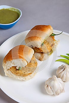 Indian special traditional fried food vada pav