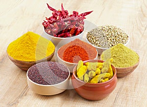 Indian Spices Collection on Vintage Background