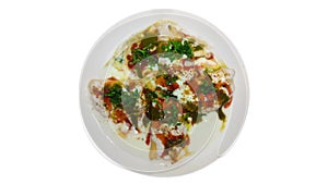 Indian Spicy Chaat Dish with White Background