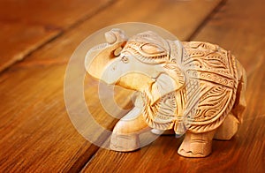 Indian Statuette elephant on wooden table