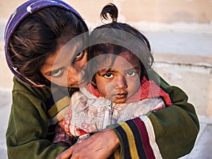 Indian Street Children in Pushkar, Rajasthan, India
