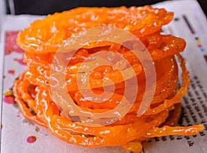 Indian street food or breakfast sweet-Jalebi