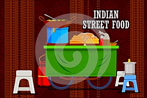 Indian street food cart representing colorful India