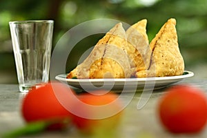Indian street foods- spicy vegan  samosa