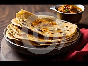 Indian street foods- whole wheat chapati or chapathi.Generative AI