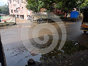 Indian street at raining time wetlook india
