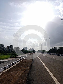 indian street road sky and bulding