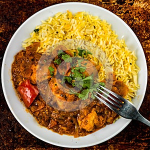 Indian Style Chicken Curry And Pilau Rice
