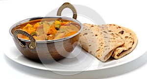 Indian style cottage cheese dish or curry with roti