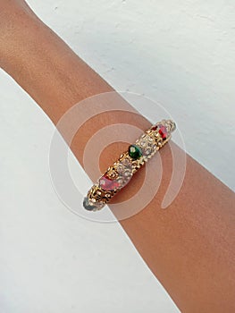 Indian style gold bangle or kangan or bangle