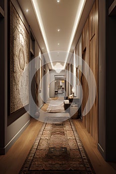 Indian style hallway interior in modern luxury hotel