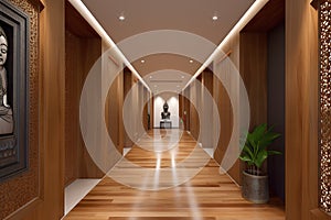 Indian style hallway interior in modern luxury hotel