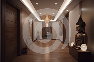 Indian style hallway interior in modern luxury hotel