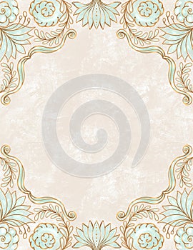 Indian style ornamental background template, frame for invitation, cards, banners