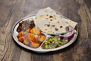 Indian style vegetarian plate.