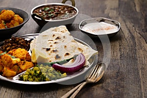 Indian style vegetarian plate.